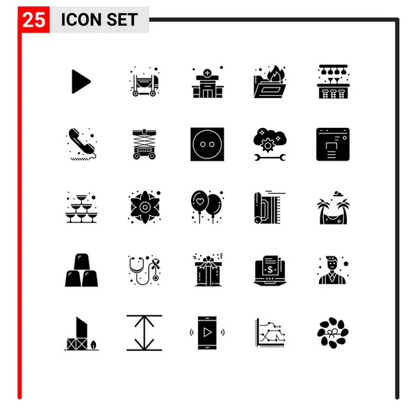 Interface Utilisateur Paquet Glyphes Solides Base Téléphone Pub Hôpital Vie — Image vectorielle