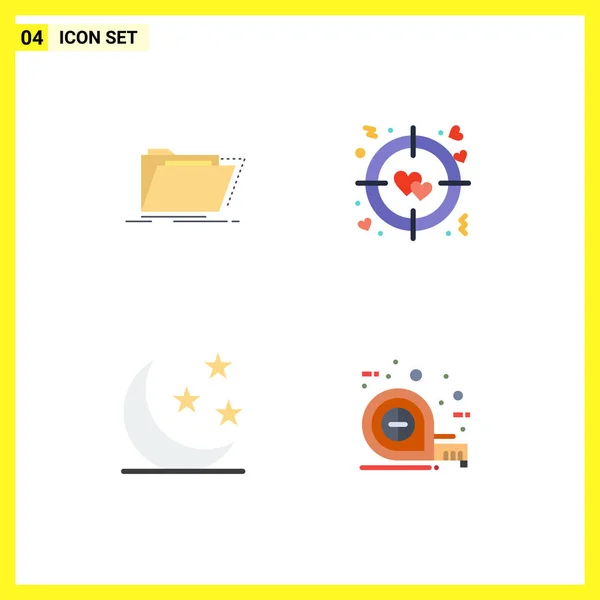 Editable Vector Line Pack Simple Flat Icons Archive Half Moon — Stock Vector