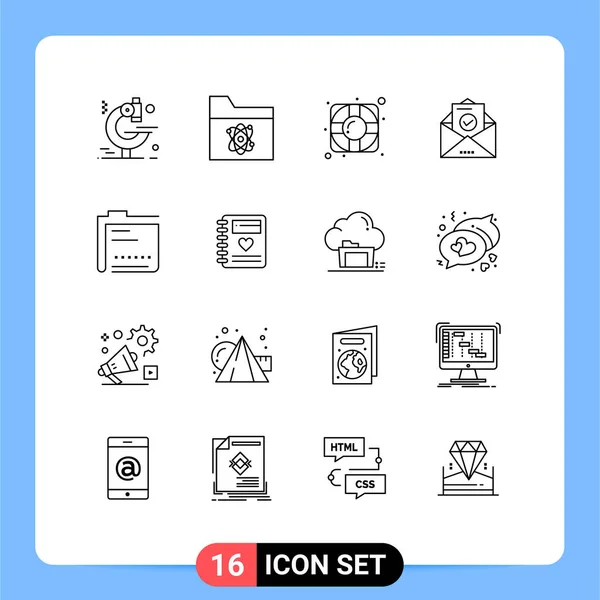 2014 Mobile Interface Outline Set Pictograms Document Content Safver Archive — 스톡 벡터