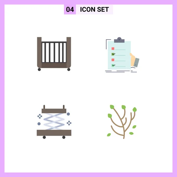 Thematic Vector Flat Icons Editable Symbols Baby Construction Toy Expertise — Stock Vector