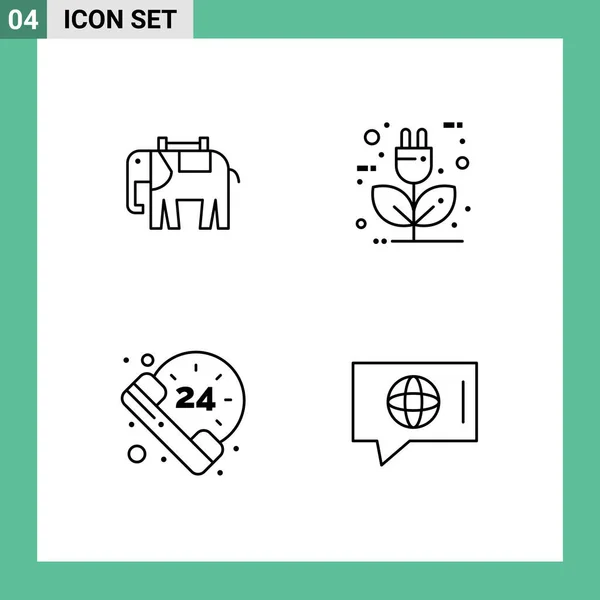 Mobile Interface Line Set Pictograms Africa Hours Indian Eco Survice — Vector de stock