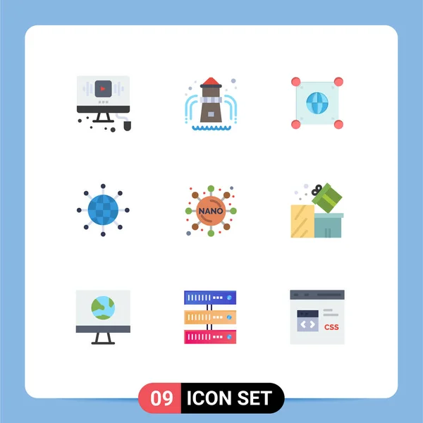 Pictogram Set Simple Flat Colors Chemistry Earth Globe World Connect — Stock Vector