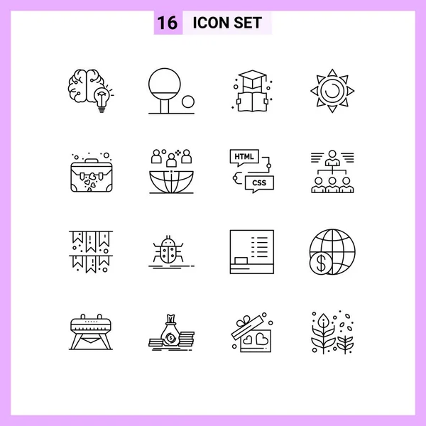 Stock Vector Icon Pack Mit Linienzeichen Und Symbolen Für Koffer — Stockvektor