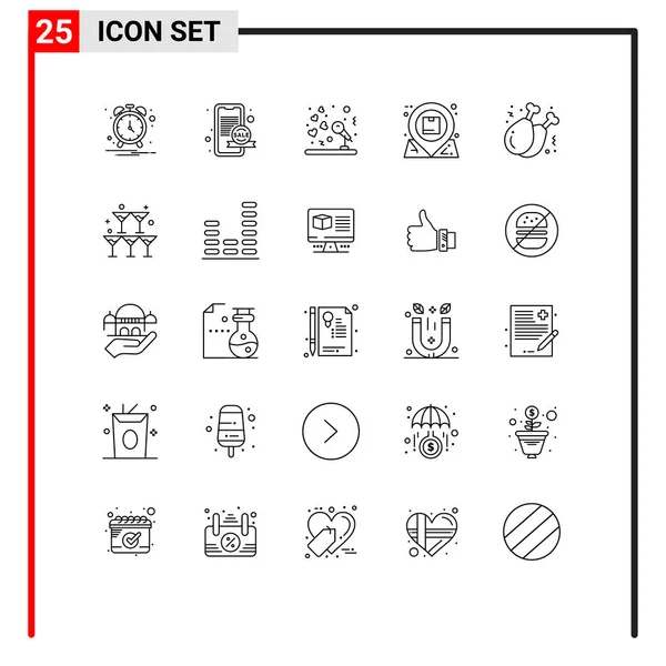 User Interface Line Pakiet Nowoczesnych Znaków Symboli Fast Food Interakcji — Wektor stockowy