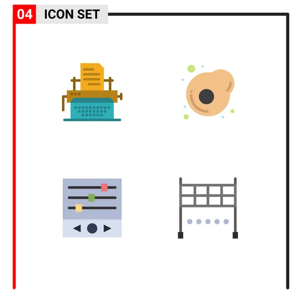 Packung Mit Kreativen Flat Icons Schreibmaschine Schallfrequenz Veröffentlichen Omelett Finish — Stockvektor