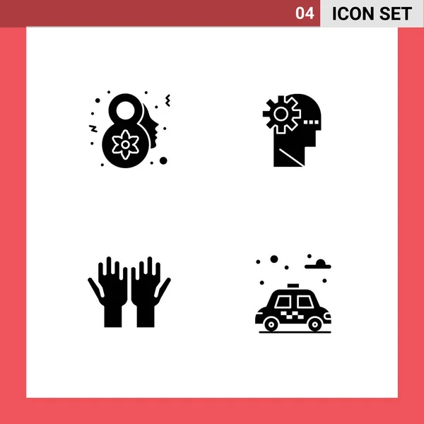 Universal Solid Glyphs Set Web Mobile Applications March Prayer Brain — 스톡 벡터