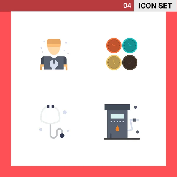 Universal Flat Icons Set Pour Applications Web Mobiles Homme Horloges — Image vectorielle