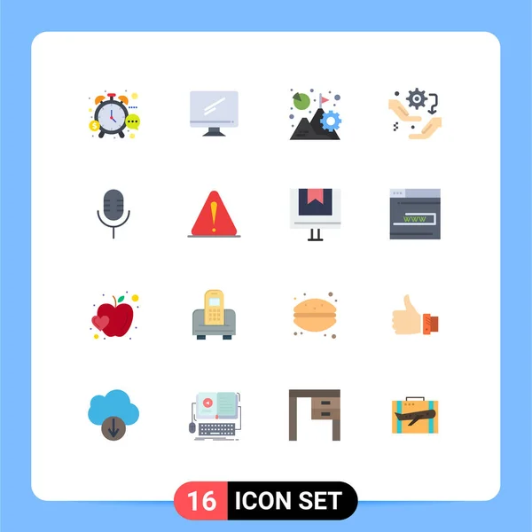 一组16个平面彩色标志和符号 用于安装 Imac 创意向量设计元素的图形可编辑包 — 图库矢量图片