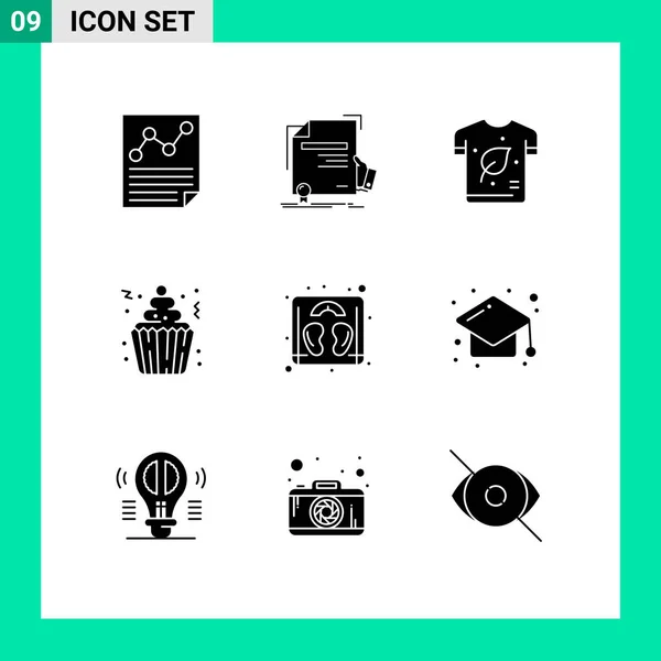 Creative Icons Modern Signs Sysymbols Cupcake Cake Award Shirt Ecology — Vector de stock