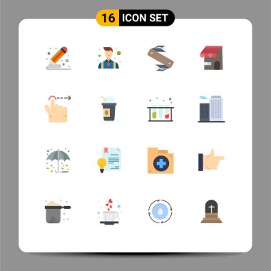 Mağaza, ekommerce, insanlar, bina, İsviçreli Düzenlenebilir Yaratıcı Vektör Tasarım Elemanları Paketi için 16 Vektör Düz Renk kümesi