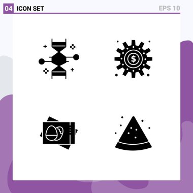 Kromozom, iş, genetik modifikasyon, yumurta Düzenlenebilir Vektör Tasarım Elementleri için 4 Satır İşareti ve Sembollerinden oluşan Stock Vektör Simgesi Paketi