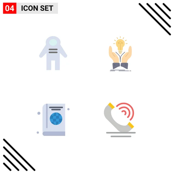 Mobile Interface Flat Icon Set Pictograms Astronaut Pas Space Traveler — Stockový vektor