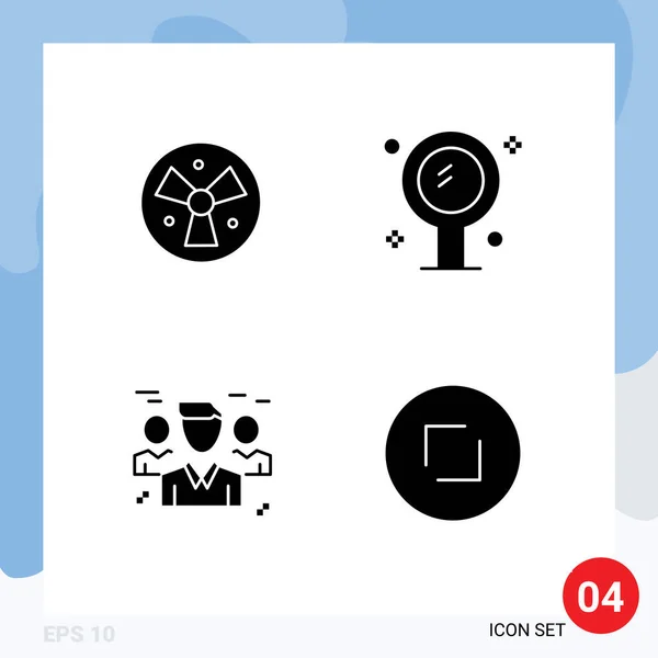Editable Vector Line Pack Simple Solid Glyphs Radiation Business Fan — Stock Vector