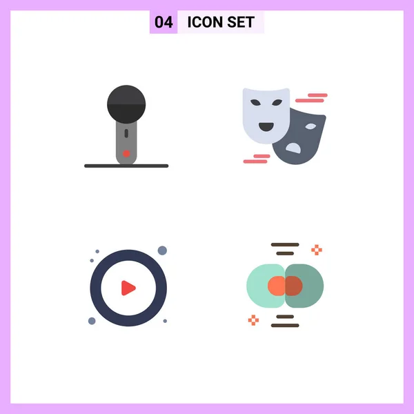 Flat Icon Pack Universal Symbols Devices Control Products Comedy Player — Stock Vector