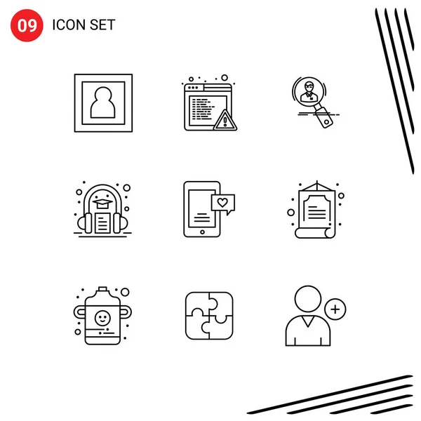 User Interface Outline Pack Modern Signs Symbols Learning Book Employee — Stock Vector