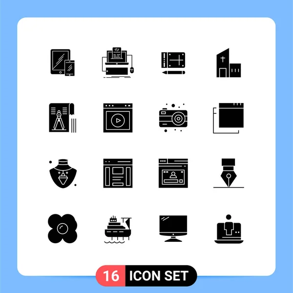 Universal Icon Symbols Group Modern Solid Glyphs Modern Christian Monoblock — Stock Vector