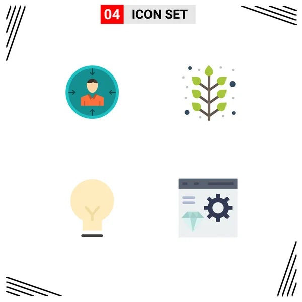 Modern Set Flat Icons Pictograph Target Leaf Hunting Resume Light — Archivo Imágenes Vectoriales