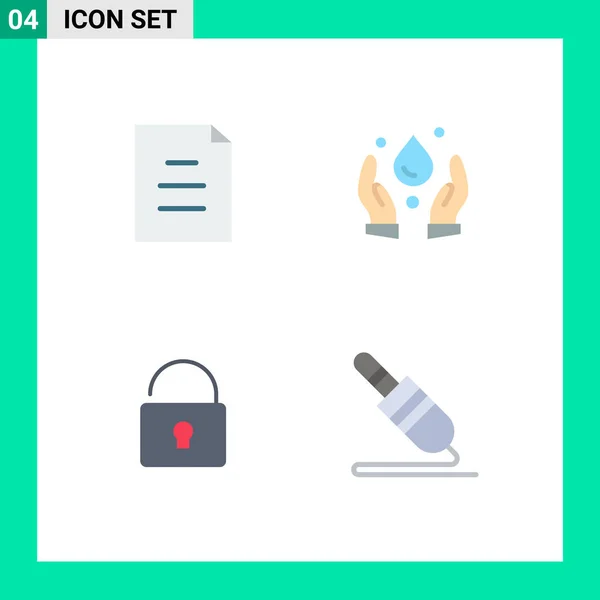 Mobile Interface Flat Icon Set Pictograms Document Audio Cable Ecology — Vector de stock