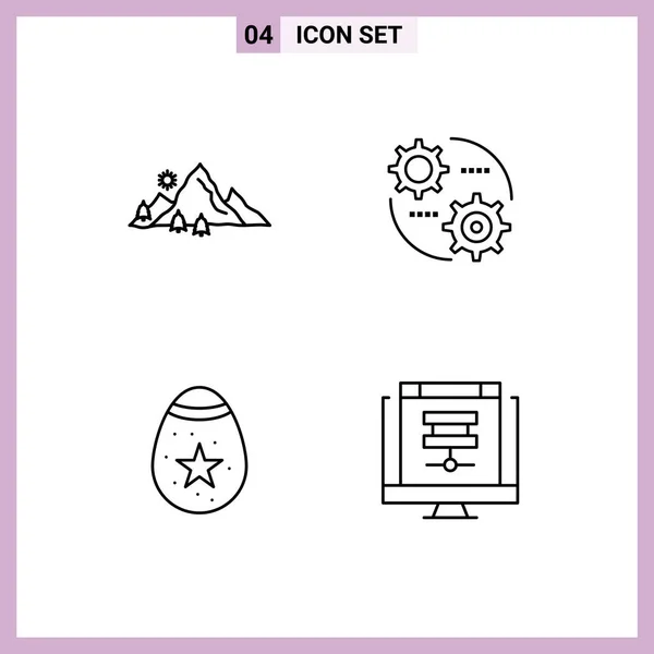 Universal Icon Symbols Group Modern Filledline Flat Colors Mountain Bird — Vetor de Stock