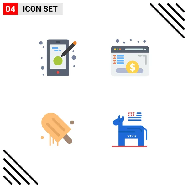 Interface Utilisateur Flat Icon Pack Signes Symboles Modernes Créativité Crème — Image vectorielle