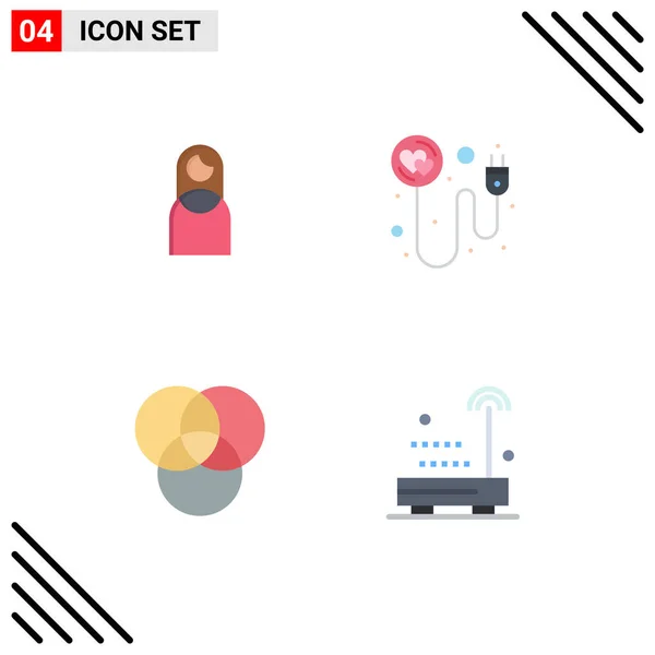 Universal Flat Icon Signs Symbole Von Frauen Geräten Dame Aufladen — Stockvektor