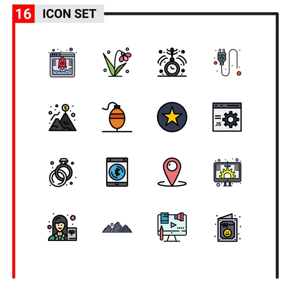 Creative Icons Современные Знаки Символы Горы Достижения Часы Мыло Электрический — стоковый вектор