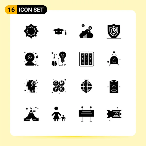 Vector Stock Icon Pack Líneas Señales Símbolos Para Cerebro Alarma — Vector de stock