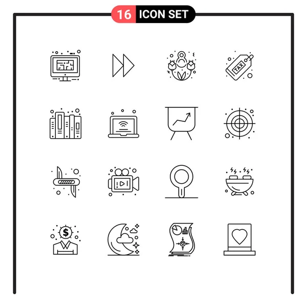 Creative Icons Modern Signs Sysymbols History Finance Video Duty Cash — Vector de stock