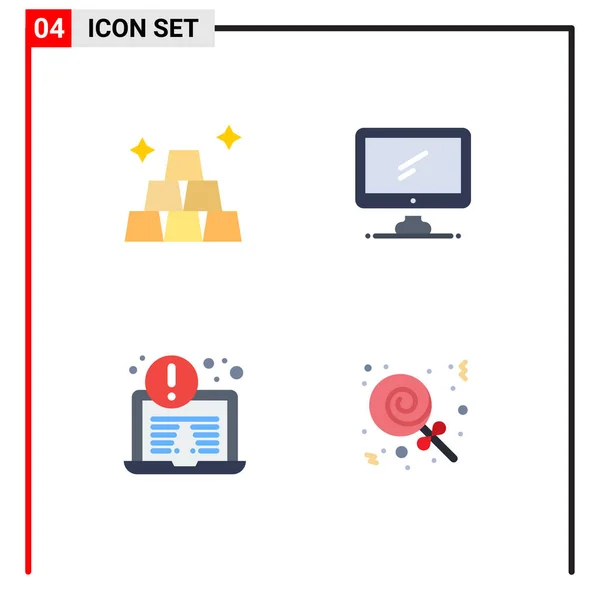 Universele Flat Icons Set Voor Web Mobiele Toepassingen Financiën Laptop — Stockvector