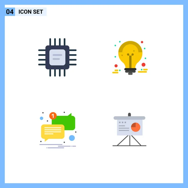 Packung Mit Kreativen Flat Icons Aus Chip Chat Prozessor Big — Stockvektor