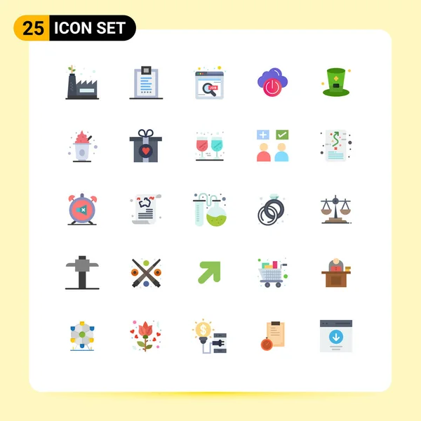 25现代标志的用户界面平面色彩包和饮料 云编辑矢量设计元素的符号 — 图库矢量图片