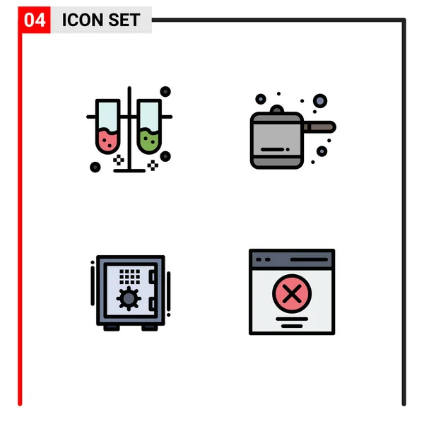 Thematic Vector Filledline Flat Colors Editable Symbols Lab Test Tubes — Stock Vector