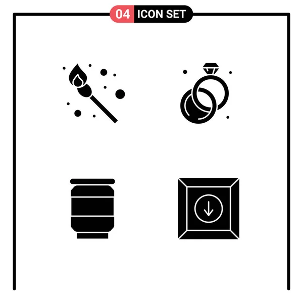 Stock Vector Icon Pack Line Signs Symbols Camping Box Diamond — 스톡 벡터
