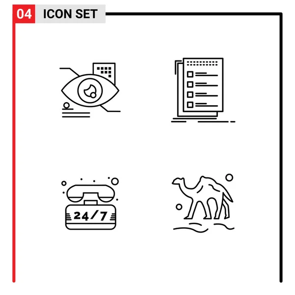 Conjunto Icones Modernos Símbolos Sinais Para Olho Ajuda Tecnologia Lista —  Vetores de Stock