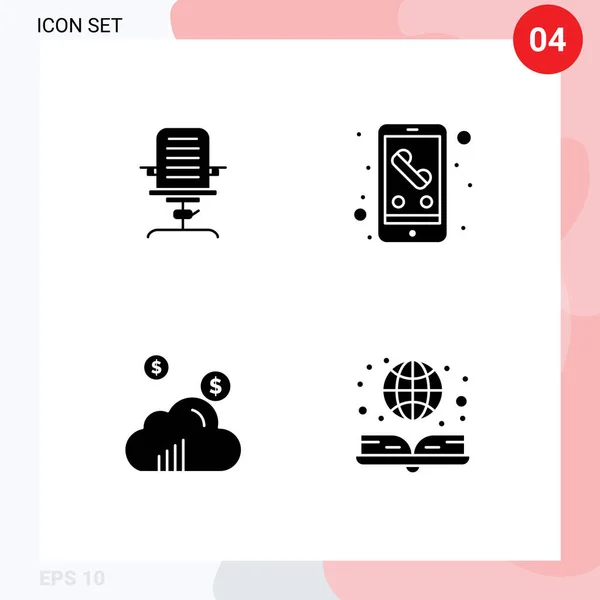 Creative Icons Modern Signs Symbols Armchair Smart Phone Chair Call — Stock Vector