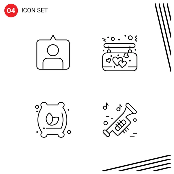 Pictogram Set Simple Filledline Flat Colors Contac Flour Sack Affection — 스톡 벡터