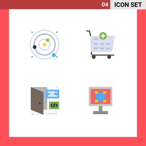 Universal Flat Icons Set Web Mobile Applications Orbit Coding Solar — Stock Vector