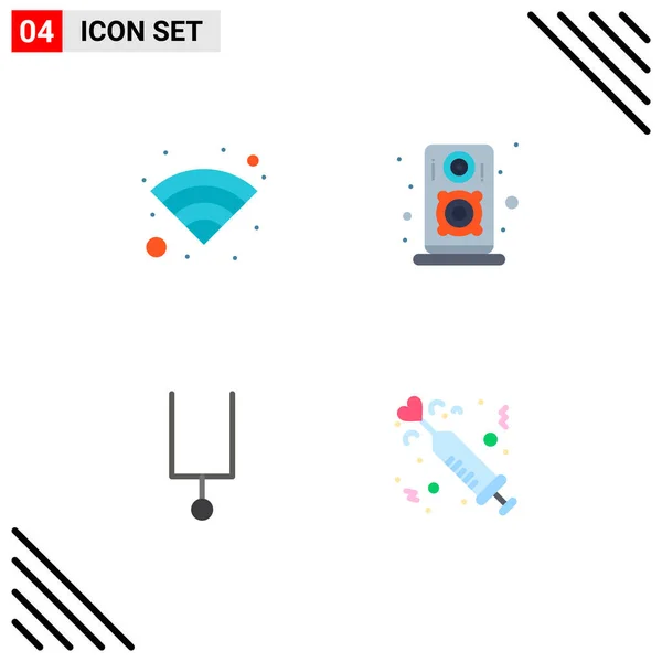 Modern Set Flat Icons Pictograph Technology Drug Audio Instrument Injection — Archivo Imágenes Vectoriales