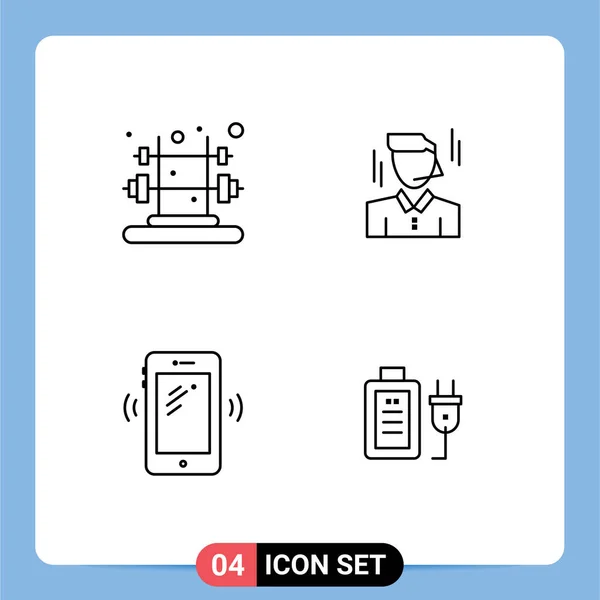 Set Von Modernen Symbolen Symbole Zeichen Für Fitness Handy Geschäftsmann — Stockvektor