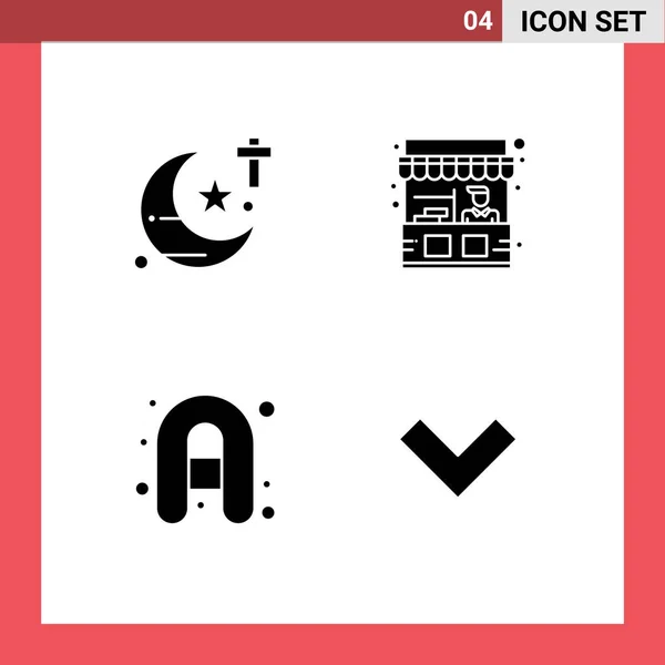 Universal Solid Glyphs Set För Webb Och Mobila Applikationer Religion — Stock vektor