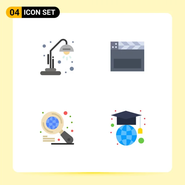 Set Icone Piatte Universali Applicazioni Web Mobili Scuola Internet Istruzione — Vettoriale Stock