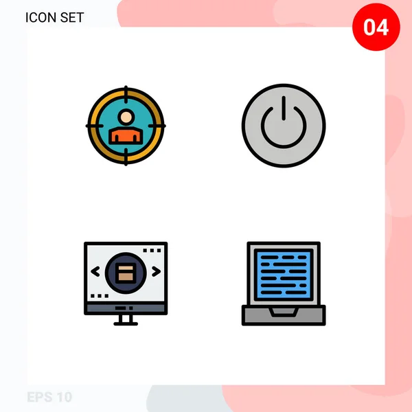 Stock Vector Icon Pack Line Signs Symbols Focus Magnifying Interface — Stock Vector