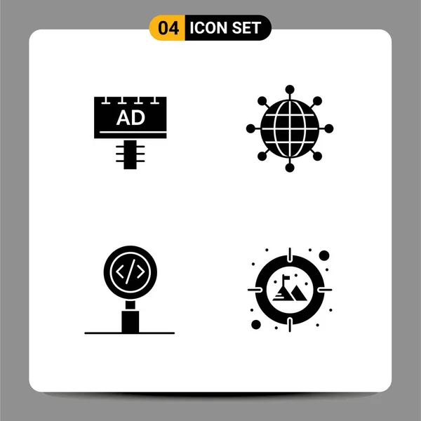 Conjunto Icones Modernos Símbolos Sinais Para Anúncio Codificação Tabuleta Global —  Vetores de Stock