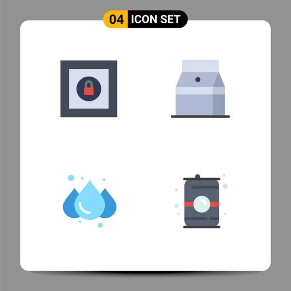现代四款平面图标彩绘盒 饮水机可编辑矢量设计元素 — 图库矢量图片