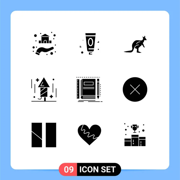 Interface Utilisateur Glyphe Solide Pack Signes Symboles Modernes Livre Fête — Image vectorielle