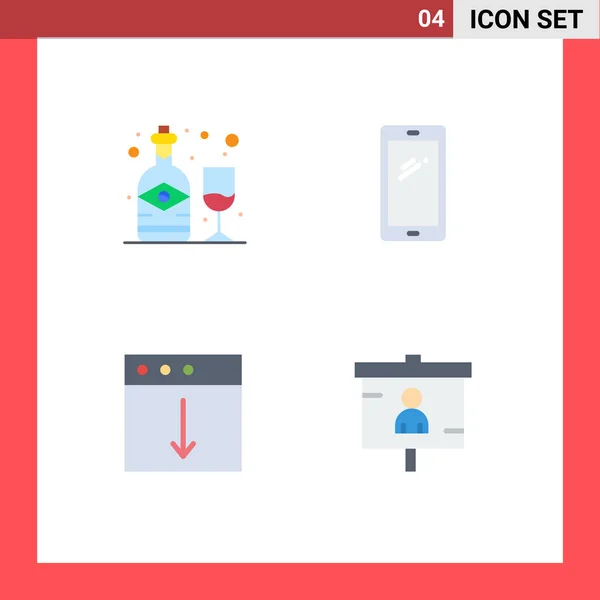 Universal Flat Icons Set Web Mobile Applications Alkohol Aplikace Sklo — Stockový vektor