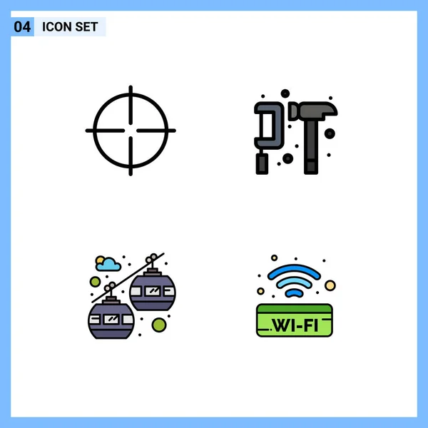 Set Modern Icons Sysymbols Signs Fitness Cable Car Sport Engineering — Vector de stock