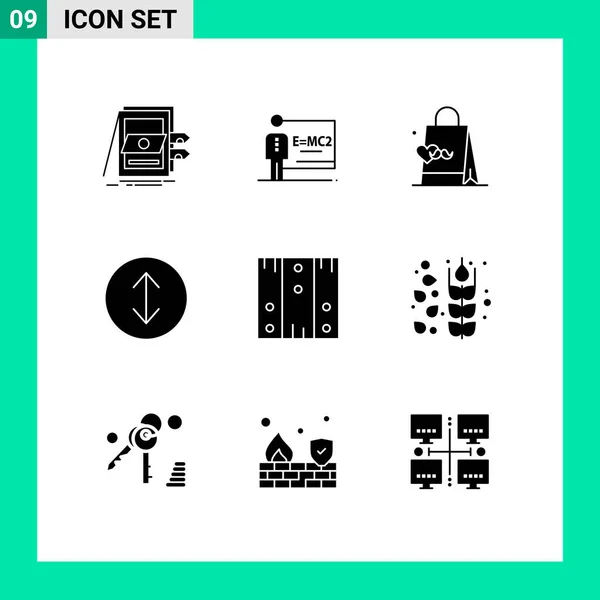 现代化的一套9个实体字形和符号 如物流 手提包可编辑向量设计元素 — 图库矢量图片
