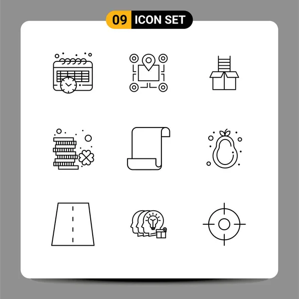 Creative Icons Modern Signs Symbols Document Money Box Irish Coin — Stock Vector