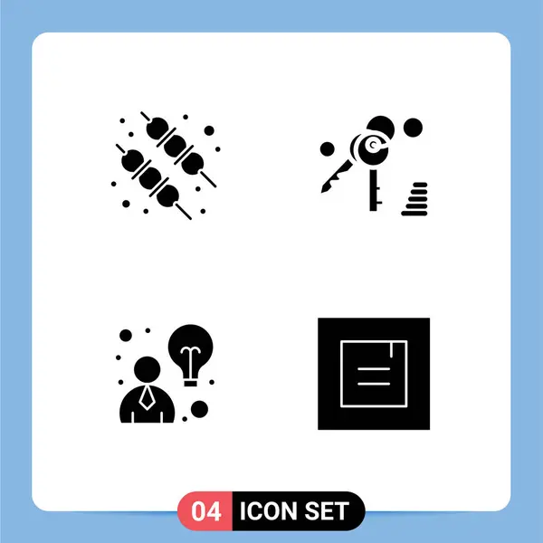 Mobile Interface Solid Glyph Set Pictograms Barbecue Layout Gdpr Business — Stockový vektor